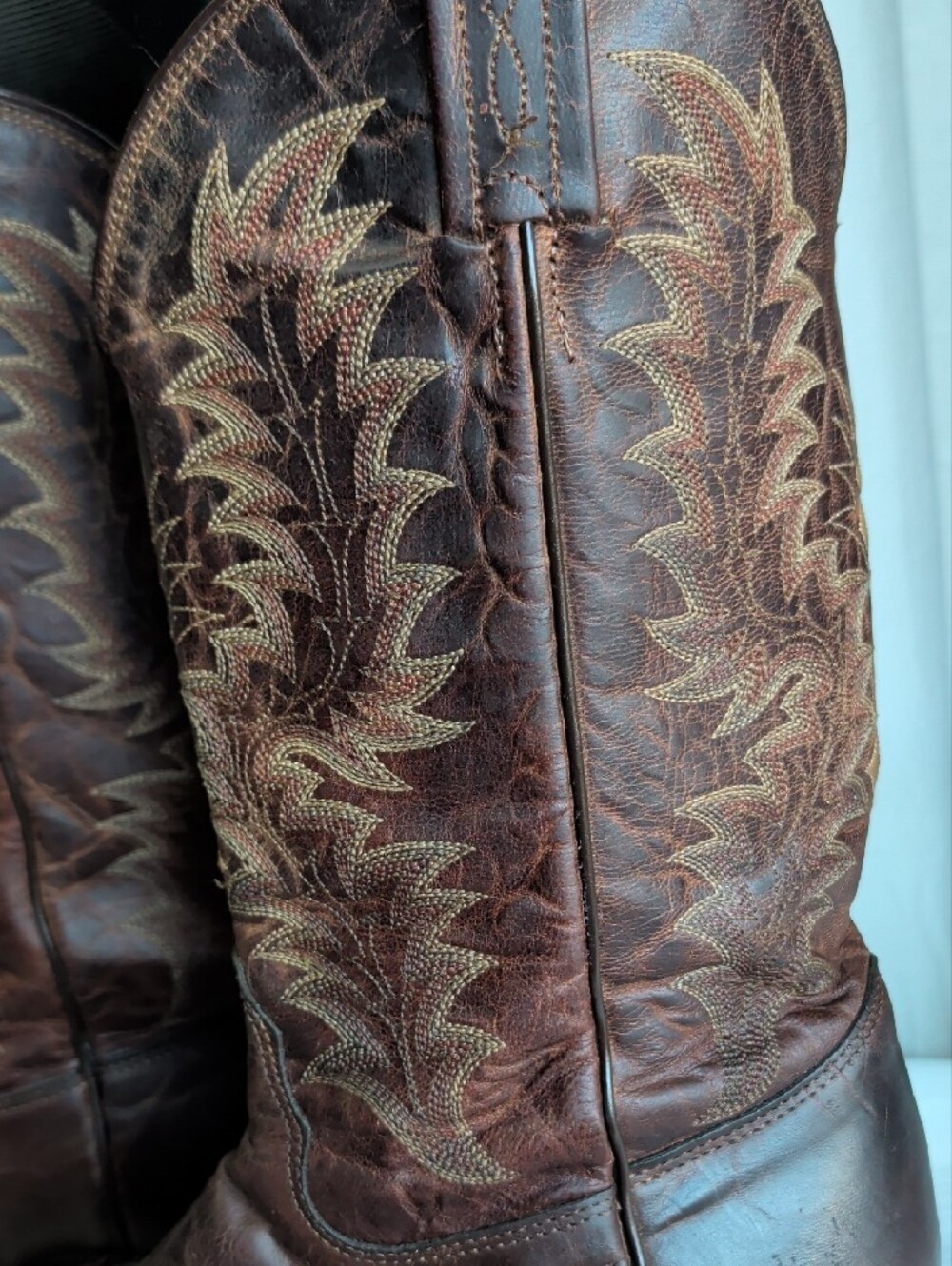 Women's Tony Lama Dark Brown Embroidered Leather Western Boots Sz 9b - Picture 12 of 12